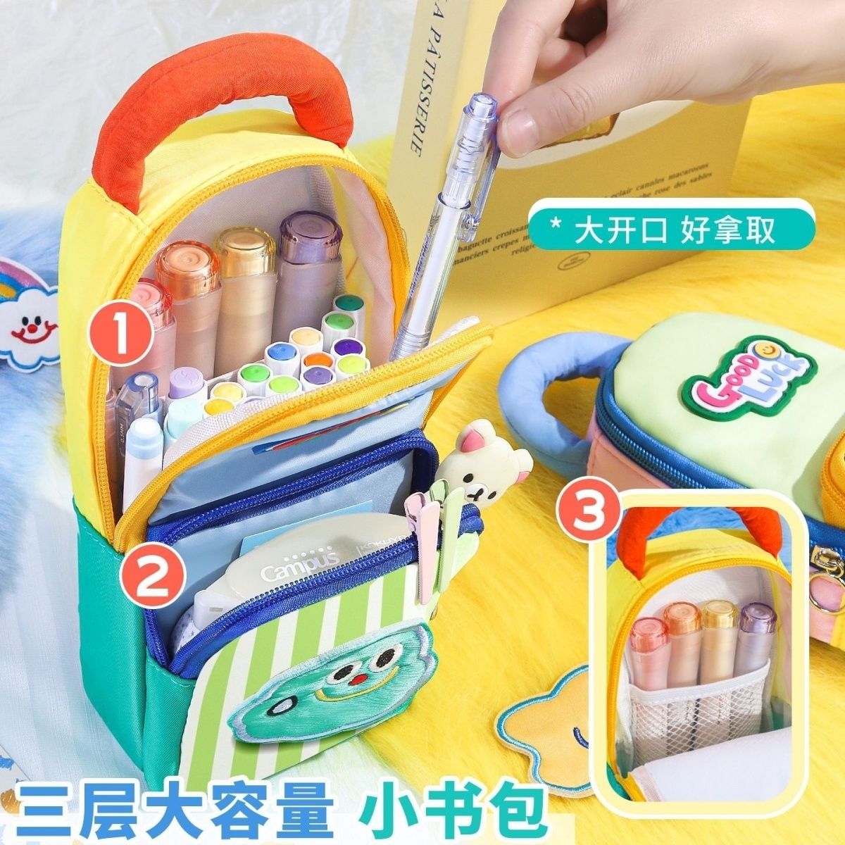 Case With Pencil Holder - Estojo de lápis 3d kawaii, grande